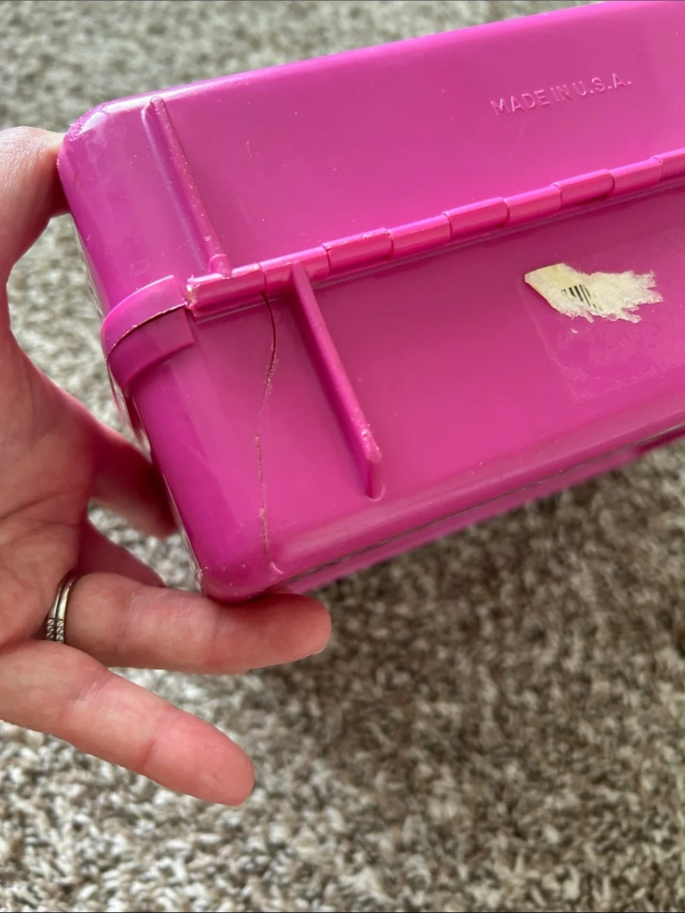 Vintage 80s 1988 Pink Plastic Hollywood Barbie Lunch Box NO THERMOS